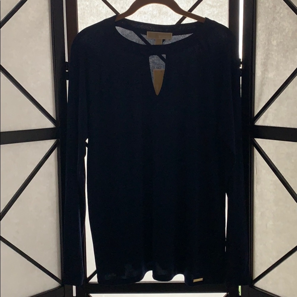 Navy Blue Michael Kors size L dress key hole top